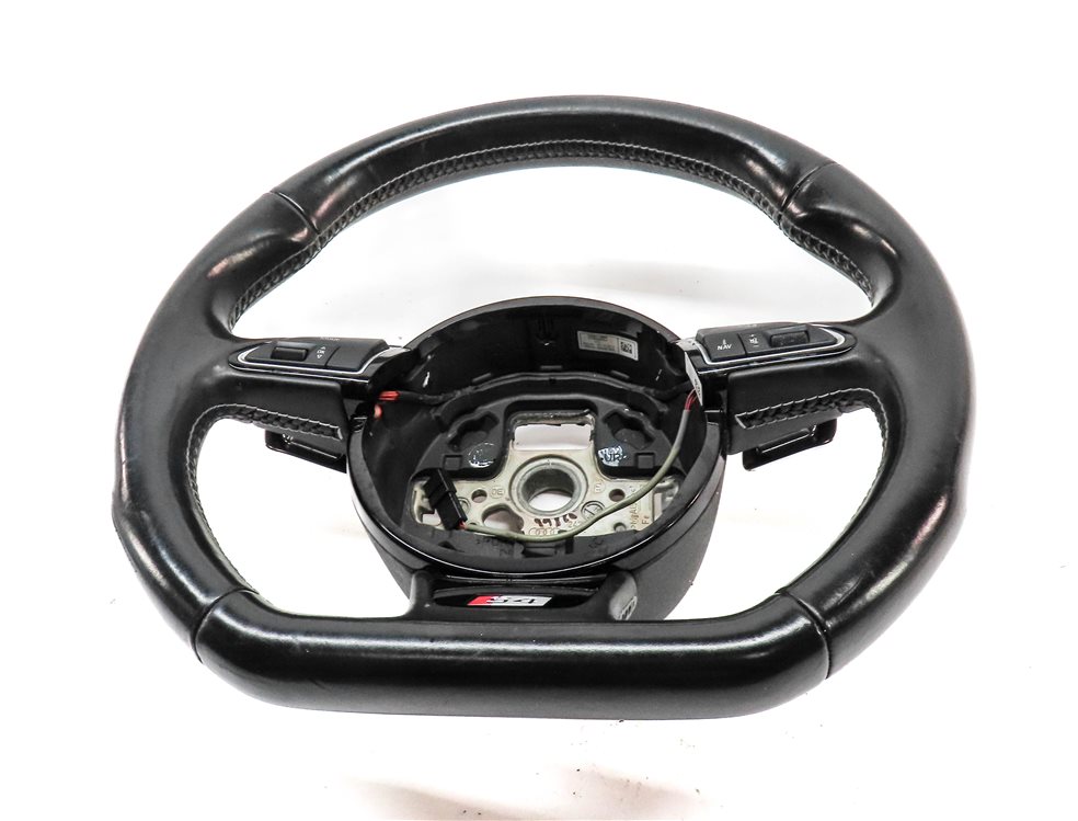 Thumbnail 2: 2013 AUDI S4 (B8 8K) LEFT DRIVER FLAT BOTTOM STEERING WHEEL w/SWITCHES (Black)
