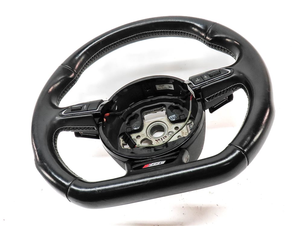 Thumbnail 3: 2013 AUDI S4 (B8 8K) LEFT DRIVER FLAT BOTTOM STEERING WHEEL w/SWITCHES (Black)