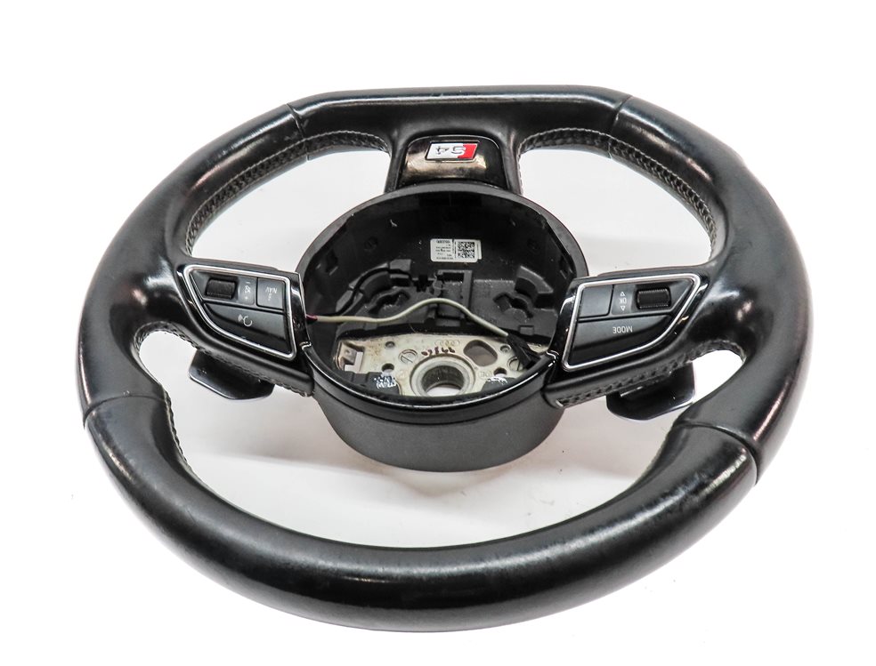 Thumbnail 4: 2013 AUDI S4 (B8 8K) LEFT DRIVER FLAT BOTTOM STEERING WHEEL w/SWITCHES (Black)