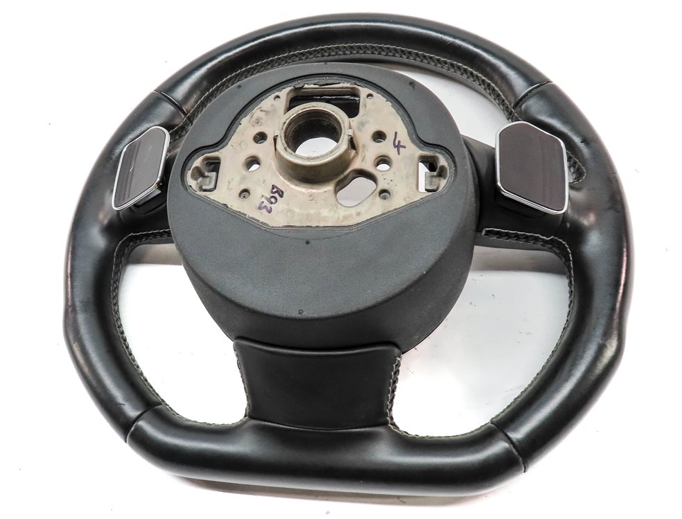 Thumbnail 5: 2013 AUDI S4 (B8 8K) LEFT DRIVER FLAT BOTTOM STEERING WHEEL w/SWITCHES (Black)