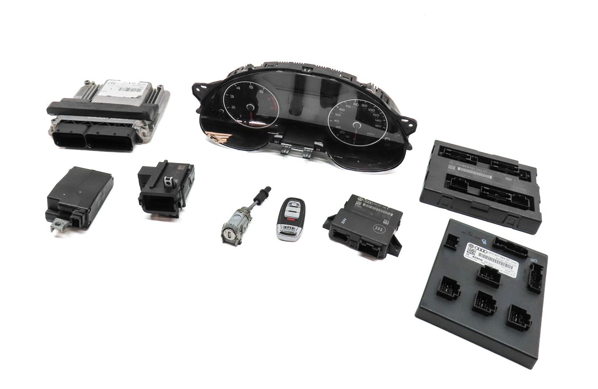 Thumbnail 1: 14-15 AUDI A4 A5 B8 8K 8T 2.0L CAED ECM BCM IMMOBILIZER MODULE KEY SET (146k)