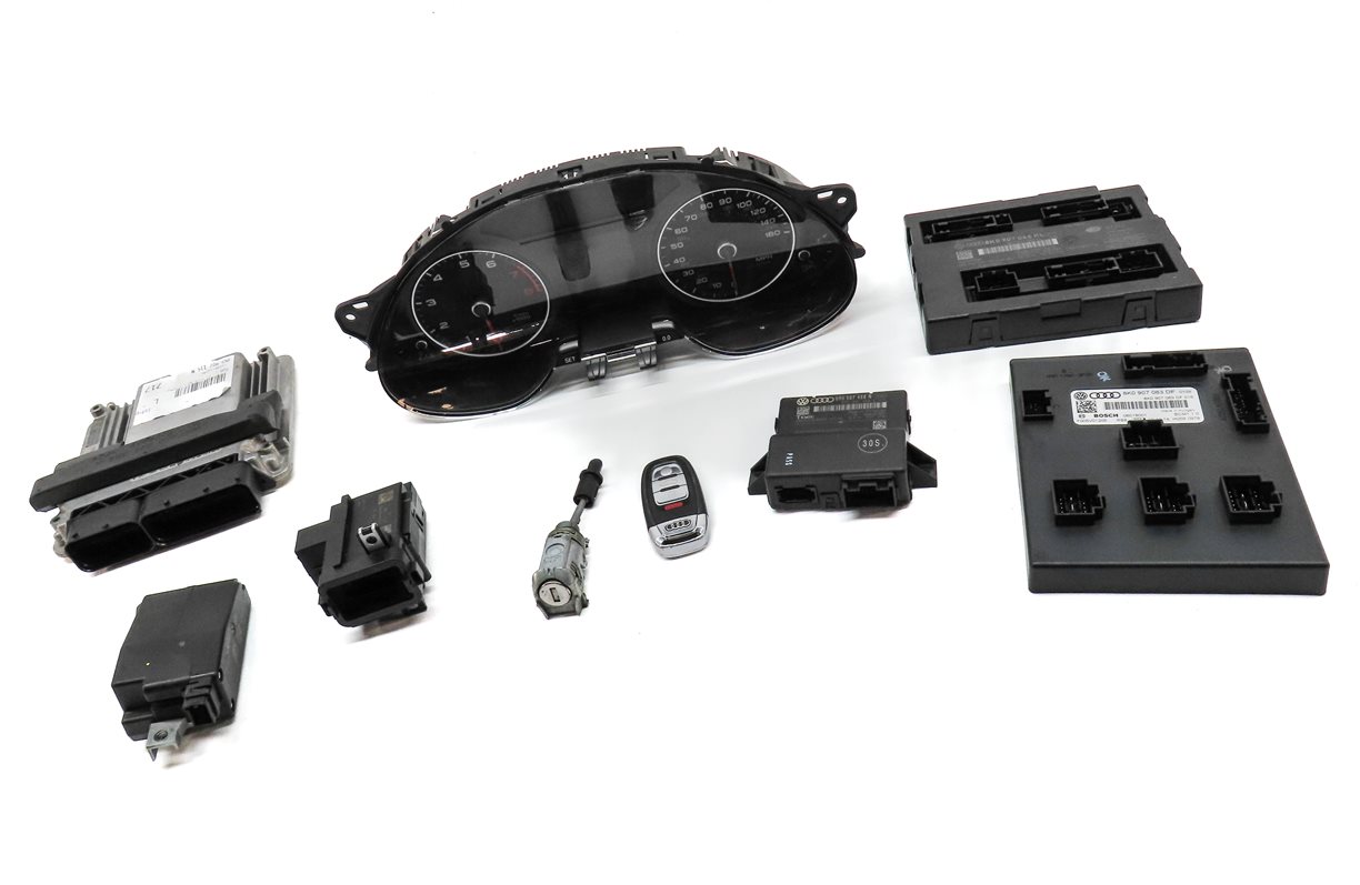 Thumbnail 3: 14-15 AUDI A4 A5 B8 8K 8T 2.0L CAED ECM BCM IMMOBILIZER MODULE KEY SET (146k)