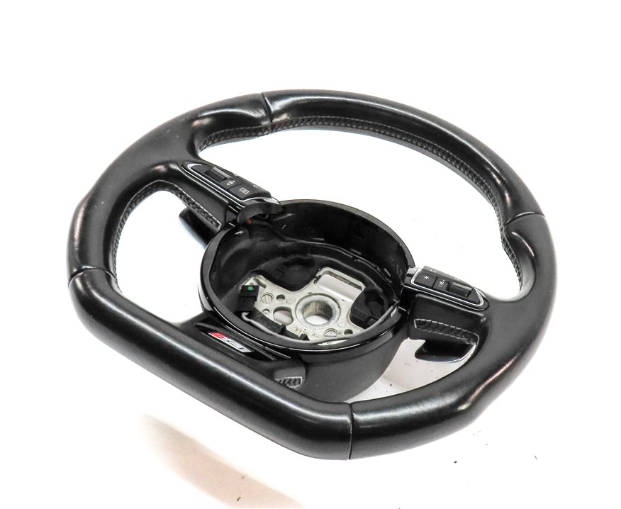 2015 AUDI S3 8V MULTIFUNCTION 3 SPOKE FLAT BOTTOM SPORT STEERING WHEEL (Black)