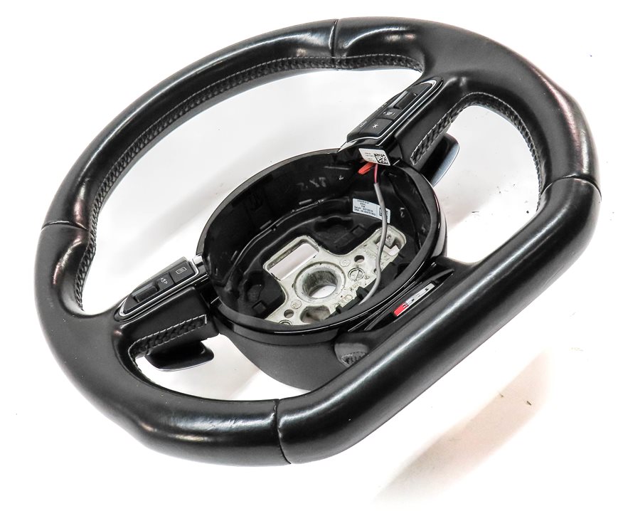 Thumbnail 3: 2015 AUDI S3 8V MULTIFUNCTION 3 SPOKE FLAT BOTTOM SPORT STEERING WHEEL (Black)