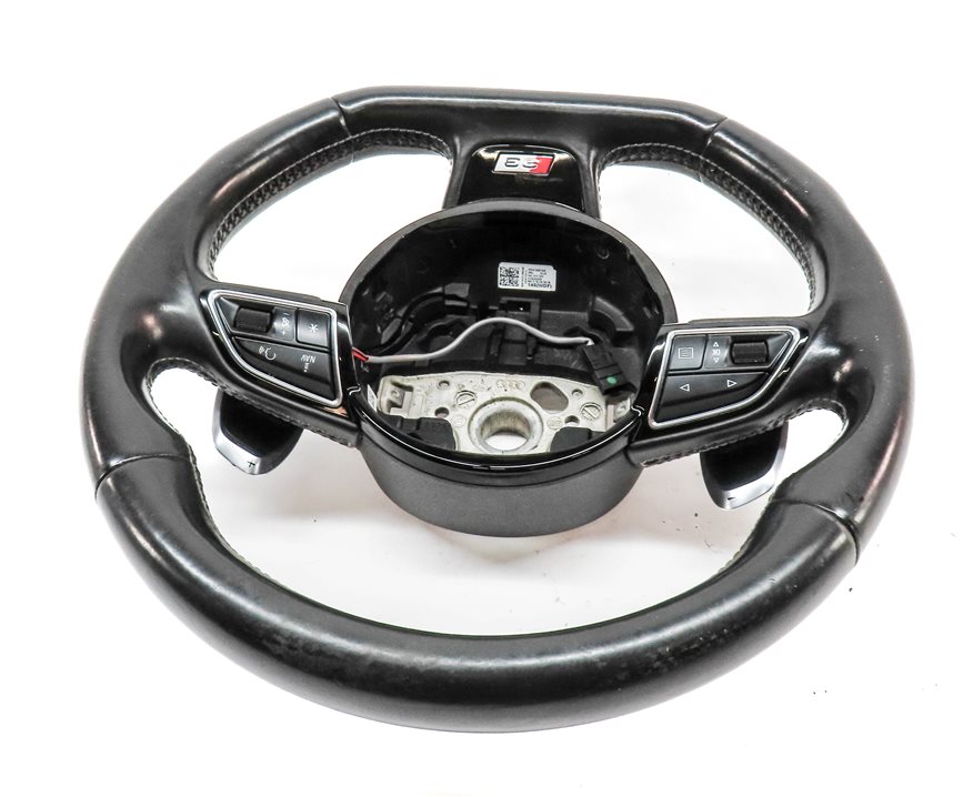 Thumbnail 4: 2015 AUDI S3 8V MULTIFUNCTION 3 SPOKE FLAT BOTTOM SPORT STEERING WHEEL (Black)
