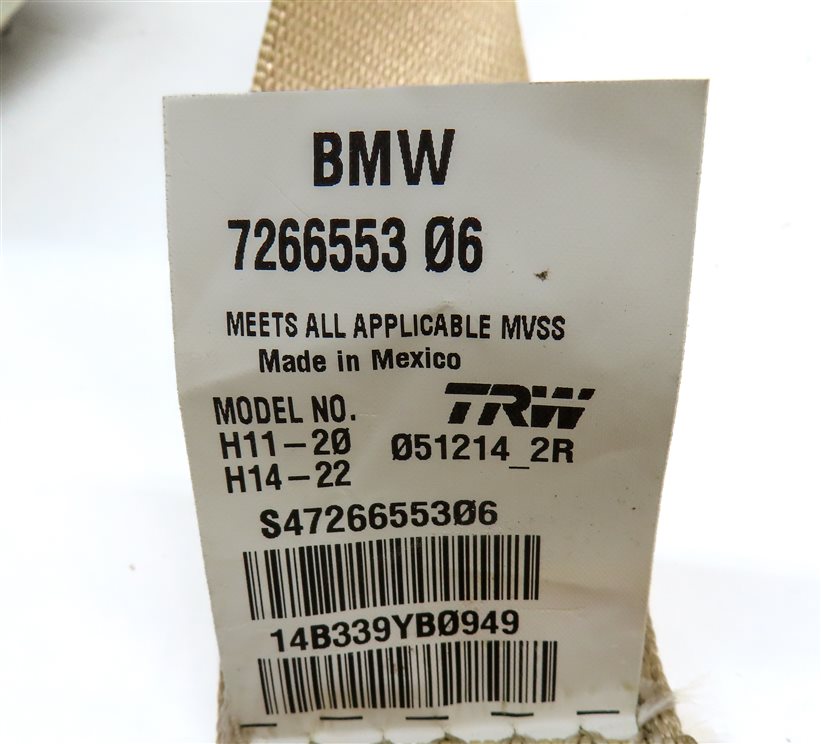 Thumbnail 5: 2015 BMW X3 (F25) REAR SEAT RIGHT SEATBELT SEAT BELT RETRACTOR (Beige)
