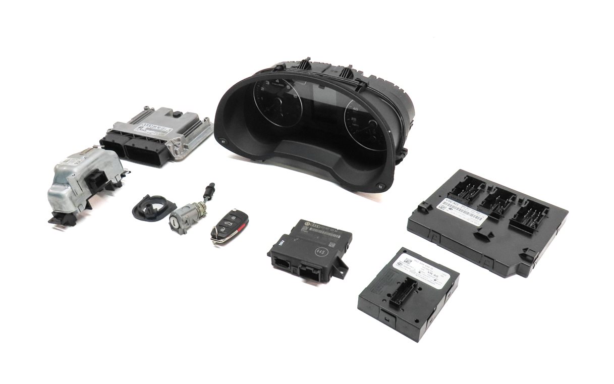 18 AUDI Q3 8U 2.0L TURBO CCTA SPEEDOMETER ECU IMMOBILIZER MODULE KEY SET (95k)