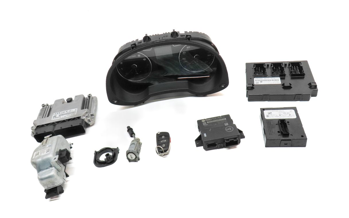 Thumbnail 3: 18 AUDI Q3 8U 2.0L TURBO CCTA SPEEDOMETER ECU IMMOBILIZER MODULE KEY SET (95k)