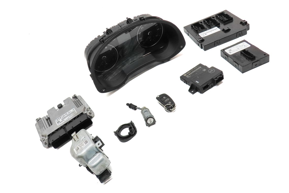 Thumbnail 4: 18 AUDI Q3 8U 2.0L TURBO CCTA SPEEDOMETER ECU IMMOBILIZER MODULE KEY SET (95k)