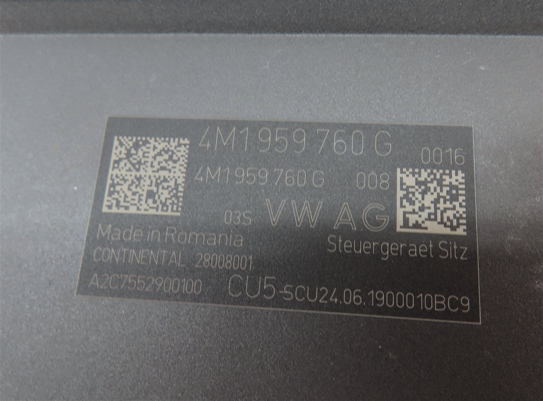 Thumbnail 4: 17-20 AUDI Q7 (4M) FRONT RIGHT PASSENGER SEAT ADJUST ADJUSTMENT CONTROL MODULE