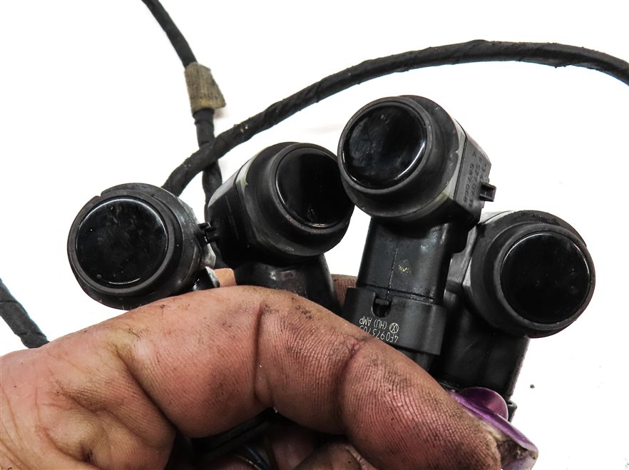 Thumbnail 5: 12 AUDI A6 C7 REAR PARK ASSIST PDC DISTANCE CONTROL SENSOR SET w/HARNESS (Black)