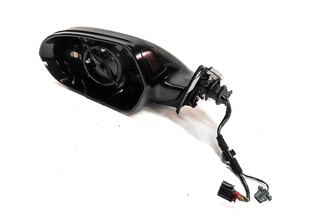 12-13 AUDI A6 C7 LEFT P-FOLD HEAT MEM BLIND SPOT DOOR MIRROR HOUSING (Black)