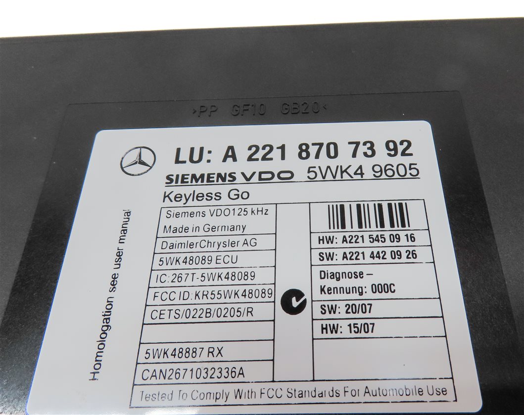 Thumbnail 4: 07-10 MERCEDES CL550 CL600 CL63 S400 S450 S550 S600 S63 S65 KEYLESS GO MODULE