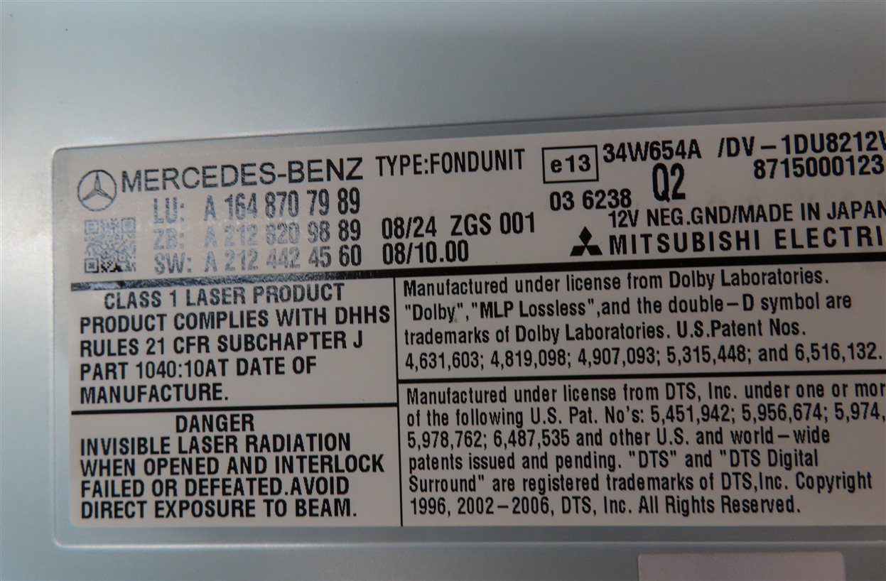 Thumbnail 6: 2009 MERCEDES GL320 GL450 GL550 GLK350 ML320 ML350 ML550 REAR DVD VIDEO PLAYER