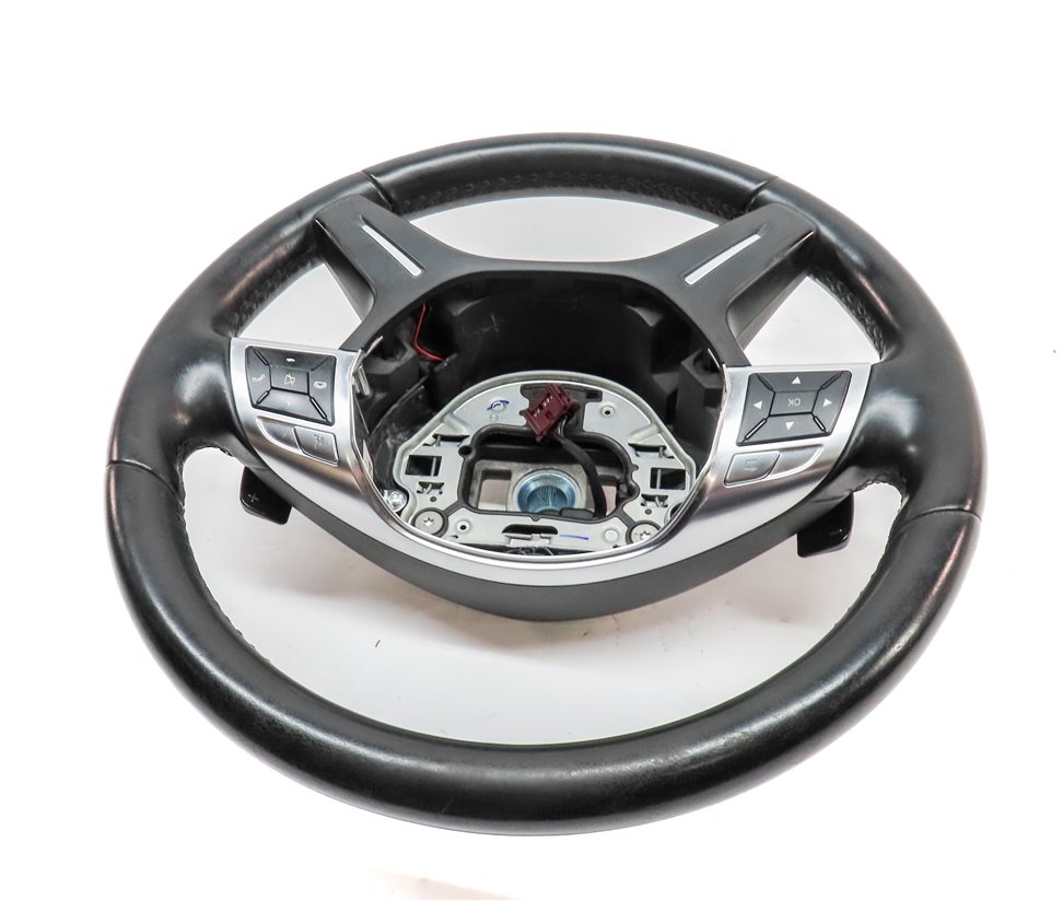 Thumbnail 4: 12-16 ML GL (W166 X166) 4 SPOKE BLACK LEATHER STEERING WHEEL w/ SWITCHES PADDLES