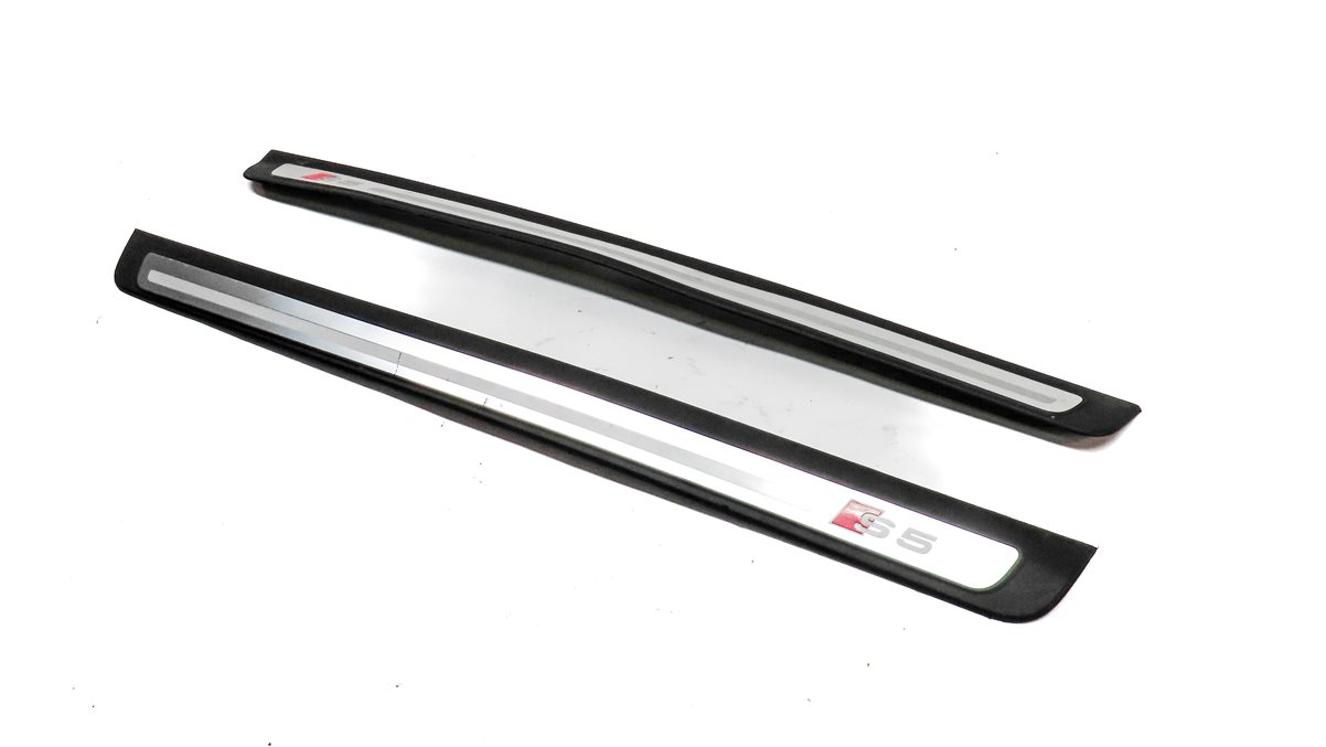 2010 AUDI S5 (B8 8T) FRONT LEFT & RIGHT DOOR SILL SCUFF TRIM PLATE SET/2