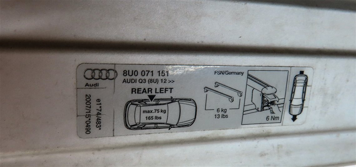 Thumbnail 6: 2015 AUDI Q3 (8U) LEFT DRIVER & RIGHT PASSENGER ROOF CARGO LUGGAGE RACK SET/2