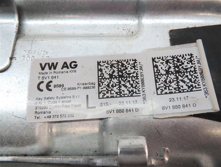 Thumbnail 6: 17-19 AUDI A3 S3 RS3 (8V 8Y) FRONT LEFT DRIVER KNEE SRS AIRBAG AIR BAG (BLACK)