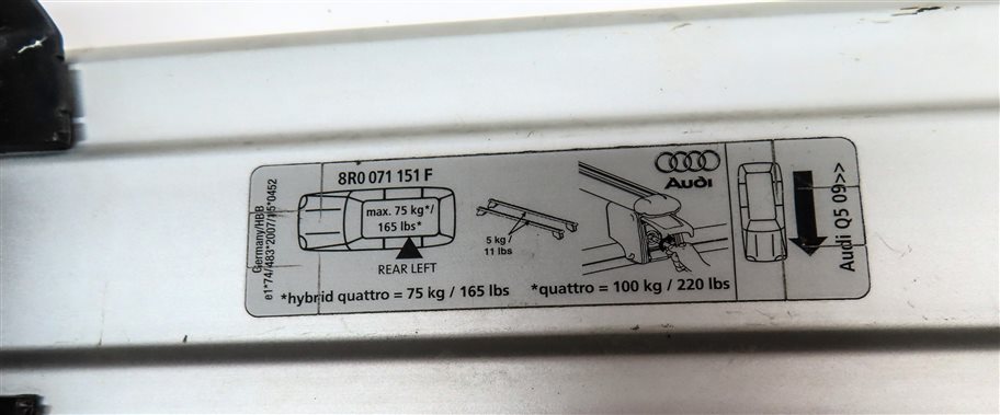 Thumbnail 6: 2012 AUDI Q5 (B8 8R) FRONT & REAR ROOF LUGGAGE RACK SET 2 (SIDE TO SIDE)