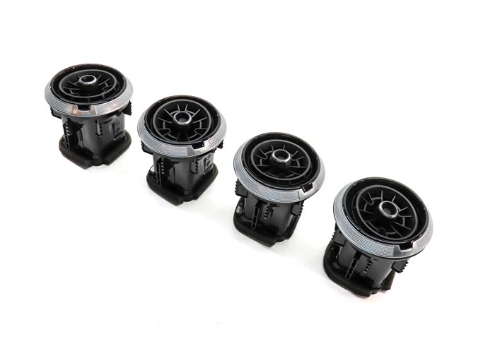 17 AUDI A3 (8V) FRONT LEFT CENTER RIGHT DASH HEAT AIR AC HVAC VENT SET/4 (Black)