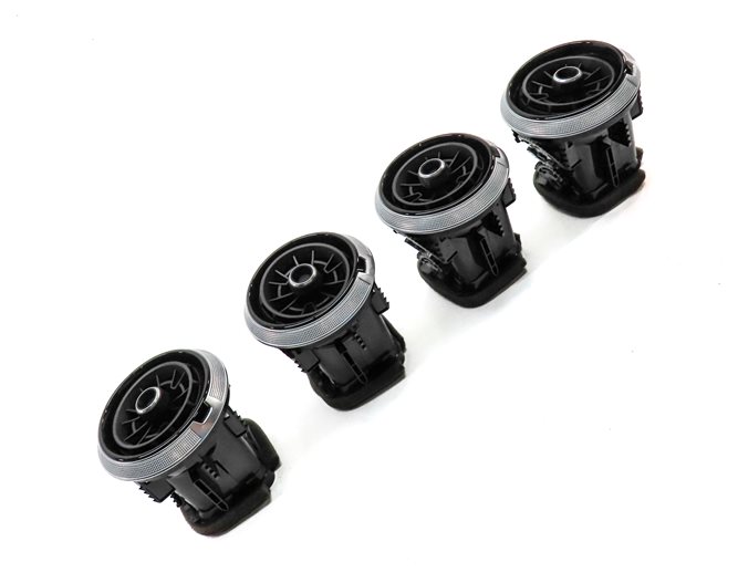 Thumbnail 3: 17 AUDI A3 (8V) FRONT LEFT CENTER RIGHT DASH HEAT AIR AC HVAC VENT SET/4 (Black)