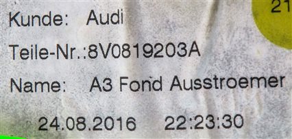 Thumbnail 6: 2017 AUDI A3 (8V) REAR CENTER CONSOLE HEAT AIR AC HVAC DUAL VENT (Black)