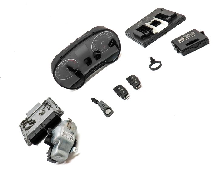 Thumbnail 4: 17-18 AUDI A3 8V SPEEDOMETER COLUMN LOCK BODY ENGINE CONTROL MODULE & KEY SET 8
