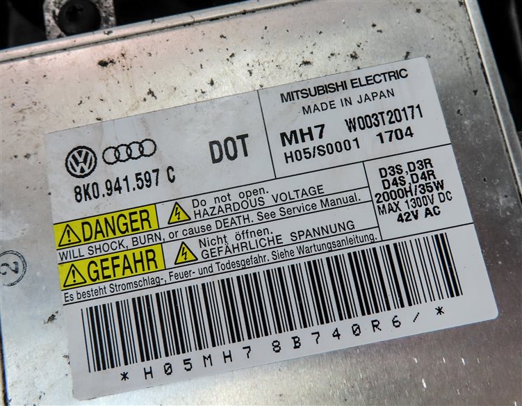 Thumbnail 7: 09-12 AUDI A4 S4 (B8 8K) RIGHT PASSENGER XENON HID HEADLIGHT LIGHT LAMP NON AFS