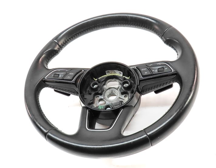 Thumbnail 2: 17-19 AUDI A4 A5 S4 (B9 8W F5) 3-SPOKE STEERING WHEEL w/ SHIFT PADDLES (Black)