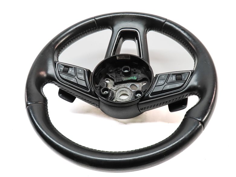 Thumbnail 4: 17-19 AUDI A4 A5 S4 (B9 8W F5) 3-SPOKE STEERING WHEEL w/ SHIFT PADDLES (Black)