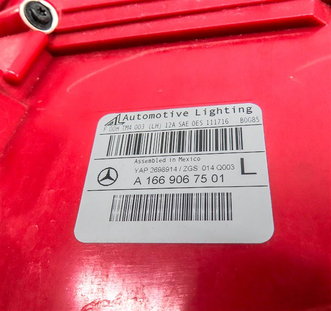 Thumbnail 6: 13-16 MERCEDES GL350 GL450 GL550 (X166) LEFT DRIVER TAILLIGHT BRAKE LIGHT LAMP