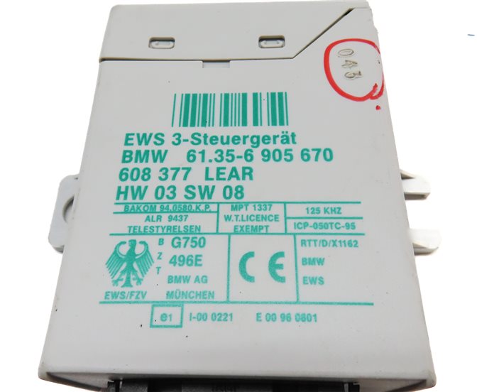 Thumbnail 14: 01-05 BMW 325i AWD SEDAN WAGON ENGINE CONTROL DME MS43 IMMOBILIZER MODULE SET/4