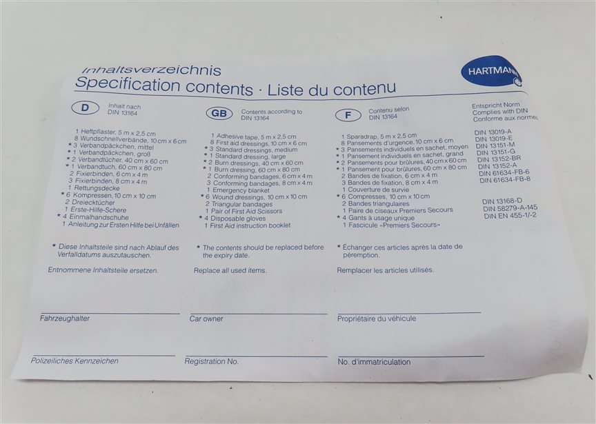 Thumbnail 5: 2007 AUDI Q7 (4HL) EMERGENCY FIRST AID MEDICAL CARE KIT w/ CASE