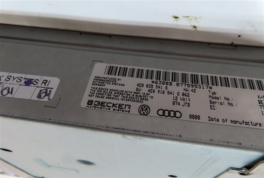 Thumbnail 6: 2005-2010 AUDI A8 S8 Q7 (4L) AM/FM RADIO STEREO RECEIVER MODULE (BECKER AUDIO)