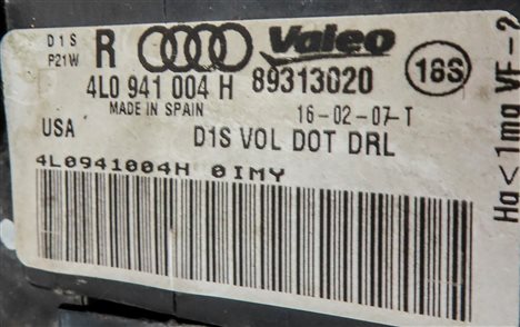 Thumbnail 8: 2007-2009 AUDI Q7 (4L) RIGHT PASSENGER HID XENON AFS ADAPTIVE CURVE HEADLIGHT