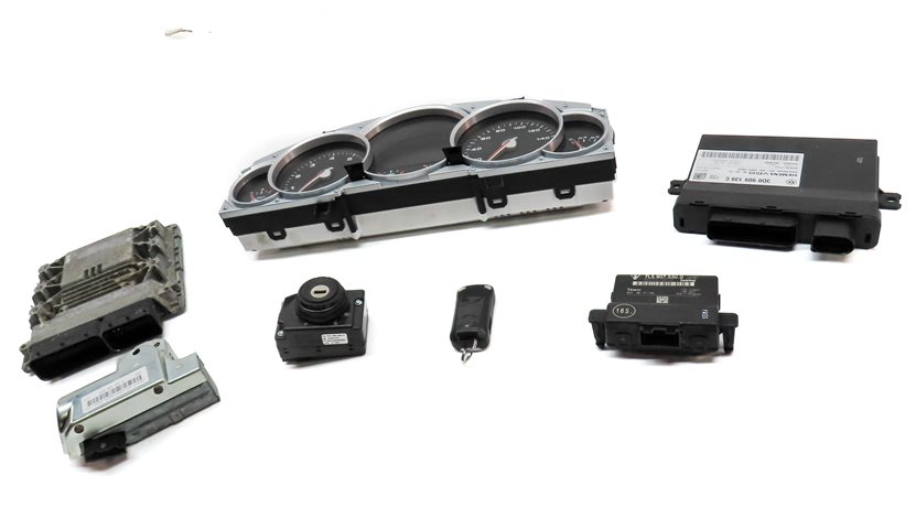 Thumbnail 3: 08 PORSCHE CAYENNE (957) 4.8L TURBO ENGINE ECM IMMOBILIZER KESSY MODULE KEY SET