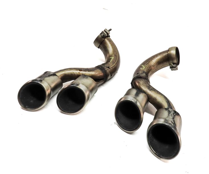 08-10 PORSCHE CAYENNE 957 REAR MUFFLER EXHAUST HOSE PIPE TIP SET/2