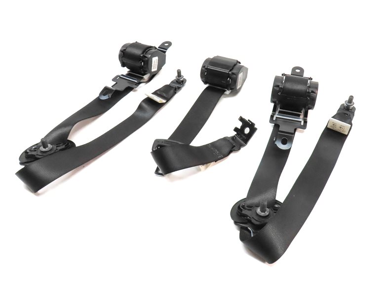Thumbnail 1: 12 BMW X5 E70 REAR 2ND ROW LEFT CENTER RIGHT SEATBELT RETRACTOR SET/3 (Black)