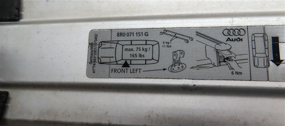 Thumbnail 8: 2013 AUDI Q5 (B8 8R) FRONT & REAR ROOF RACK LUGGAGE CARGO RACK SET w/ KEY TOOL
