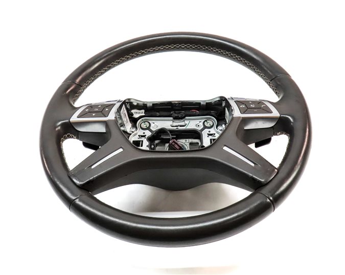 Thumbnail 2: 12-16 ML GL W166 X166 4 SPOKE LEATHER STEERING WHEEL w/SWITCHES PADDLES (Brown)