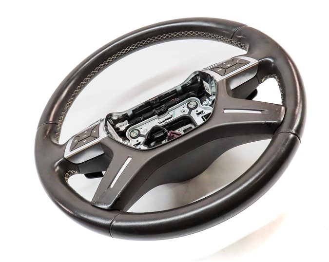 Thumbnail 3: 12-16 ML GL W166 X166 4 SPOKE LEATHER STEERING WHEEL w/SWITCHES PADDLES (Brown)
