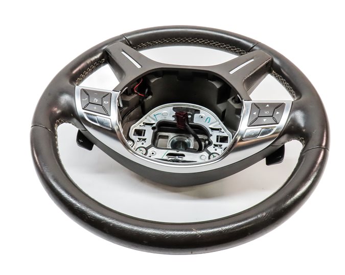 Thumbnail 4: 12-16 ML GL W166 X166 4 SPOKE LEATHER STEERING WHEEL w/SWITCHES PADDLES (Brown)