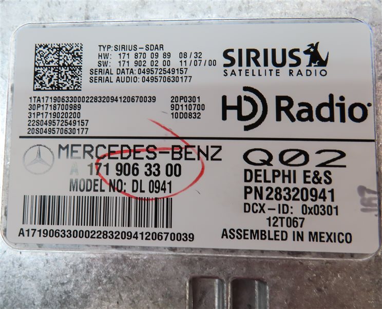 Thumbnail 5: 2012 MERCEDES GL350 (X164) SIRIUS SATELLITE RADIO CONTROL MODULE