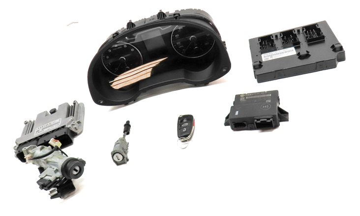 Thumbnail 3: 18 AUDI Q3 8U 2.0L TURBO CCTA SPEEDOMETER ECU IMMOBILIZER MODULE KEY SET (108k)
