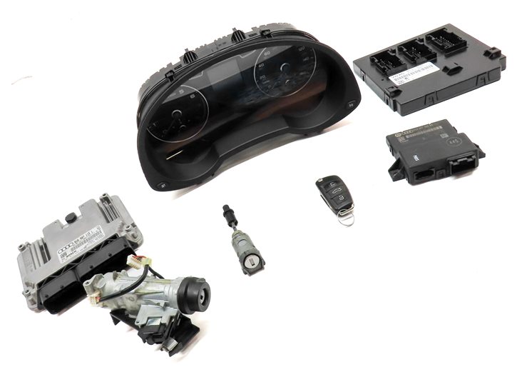Thumbnail 4: 18 AUDI Q3 8U 2.0L TURBO CCTA SPEEDOMETER ECU IMMOBILIZER MODULE KEY SET (108k)