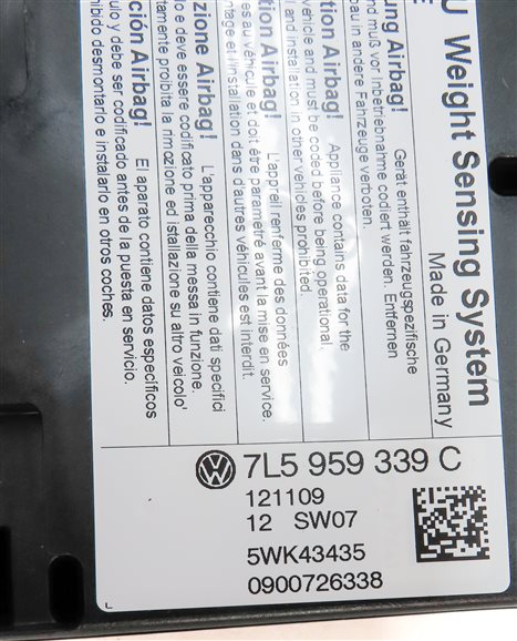 Thumbnail 6: 10 PORSCHE CAYENNE 957 FRONT RIGHT PASSENGER SEAT OCCUPANCY WEIGHT SENSOR MODULE