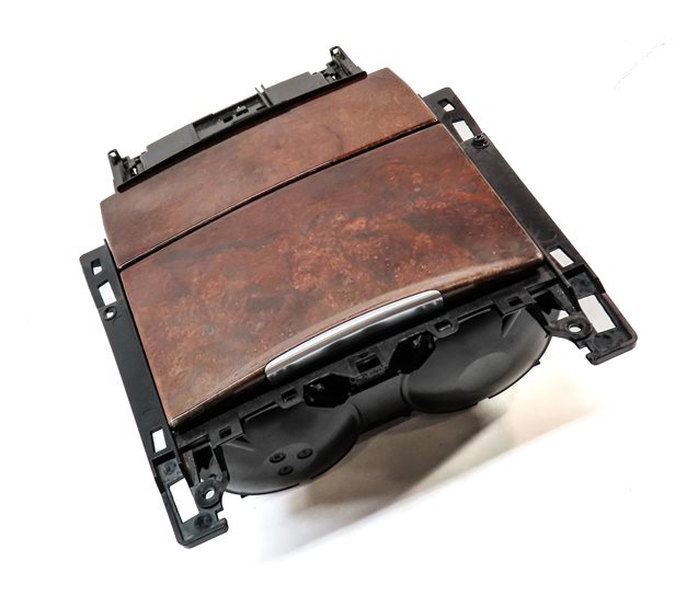 Thumbnail 3: 12 MERCEDES E350 W212 FRONT CENTER CONSOLE DUAL CUPHOLDER w/12V SOCKET (Walnut)