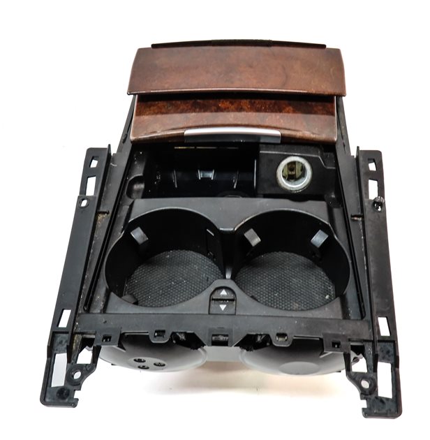 Thumbnail 6: 12 MERCEDES E350 W212 FRONT CENTER CONSOLE DUAL CUPHOLDER w/12V SOCKET (Walnut)