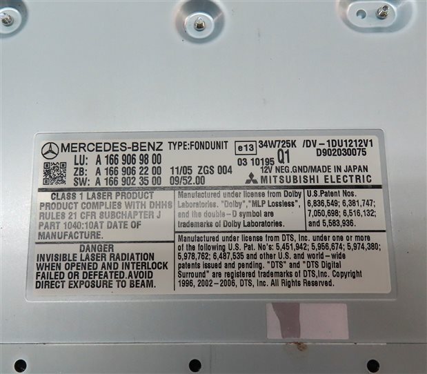Thumbnail 8: 12-16 MERCEDES E GL ML CLASS (W166 W212 X166) REAR MEDIA DVD VIDEO DISC PLAYER
