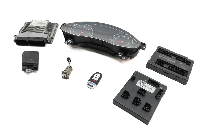 Thumbnail 1: 14 AUDI A6 C7 4G 3.0L SUPER CTUA SPEEDOMETER ECM BCM IMMOBILIZER KEY SET (142k)